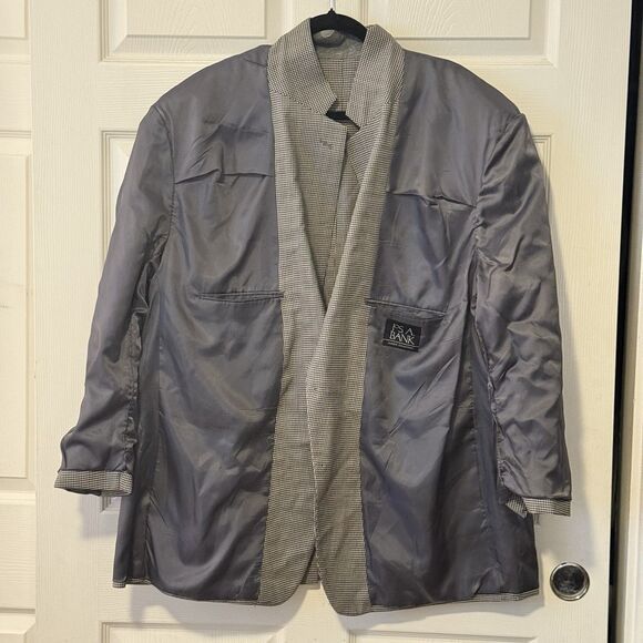 Jos A Bank Blazer 52R Men’s 100% Wool Black White Houndstooth Sport Coat 2 Btn - Picture 5 of 11